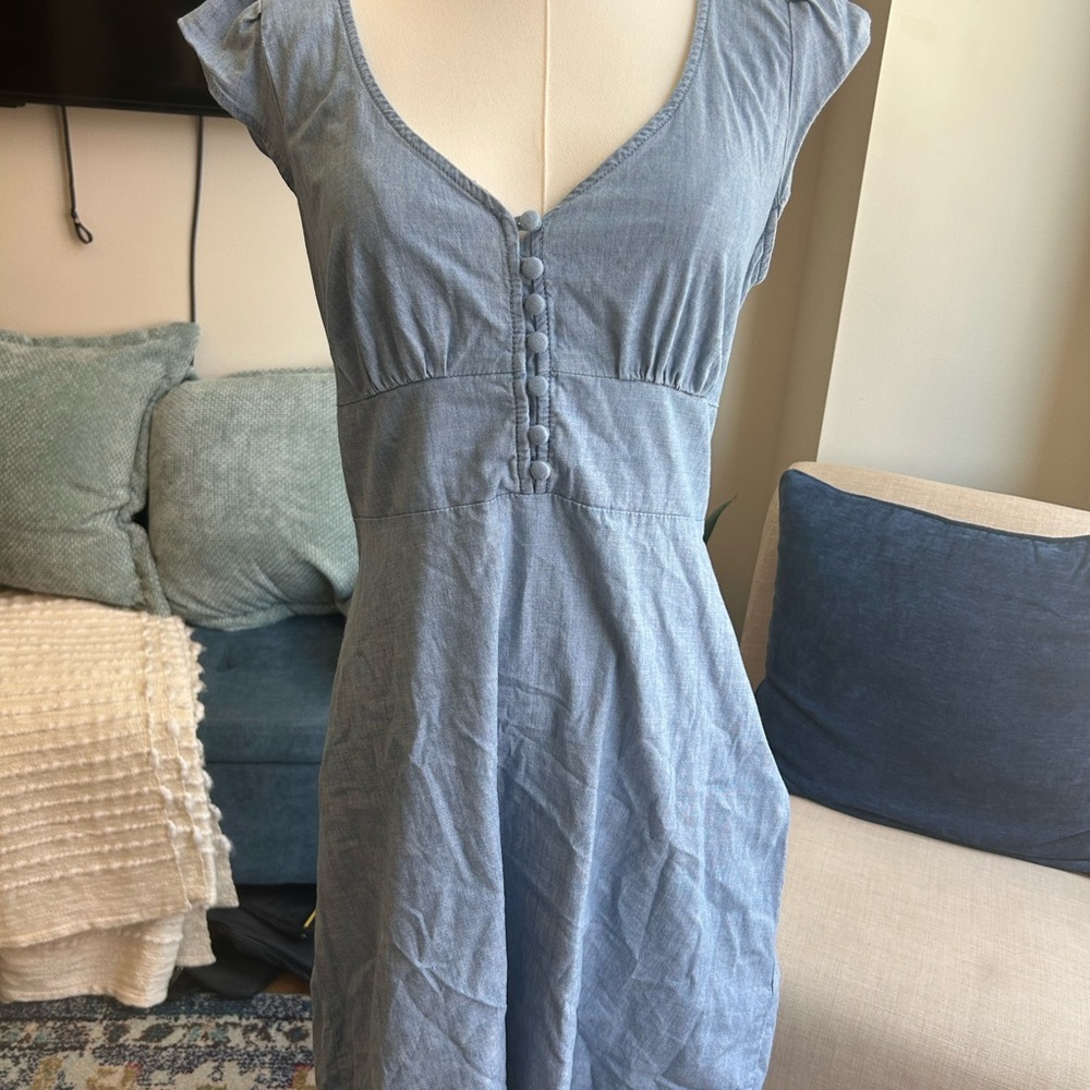 Banana Republic Blue Ruched Mini Sundress